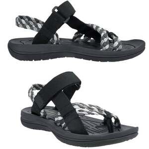 NWT Black & Gray Women's Athletic Hiking Sandals Arch Support & Loop Straps ~ 9